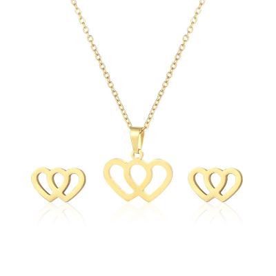 China FASHIONABLE Factory Christmas Valentine's Day Gifts Wholesale Stainless Steel Necklace Earrings Heart Shape Jewelry Set for sale