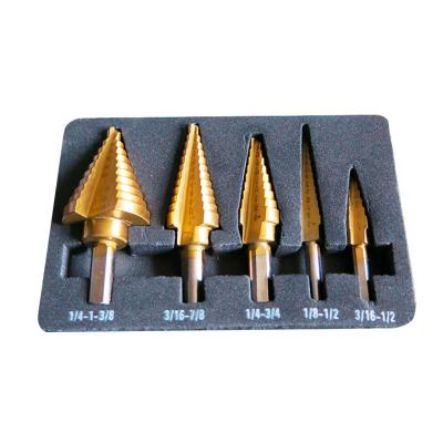 China Steel triangular handle 5Pcs hss step drill bits set for metal sheet for sale