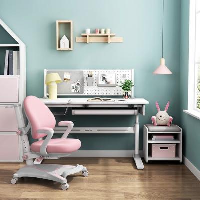 China Simple Design Modern Kids Desk Study Furniture Large Adjustable Solid Wood Table With Shelf for sale