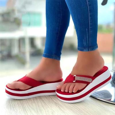 China Fashion Trend Women Wedges Lightweight Comfort Shoes Woman 2021 Summer Clip Sandals Toe Flip Flops Women Platform Slipper Beach Casual Sandals Sports for sale