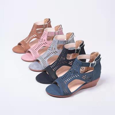 China Fashion Trend Plus Size 2022 New Summer Fashion Women's Flat Sandals Hollow Out Slope Soft Unique Casual Women's Shoes for sale