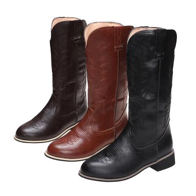 China 2021 New Fashion Winter Anti-skid Knee High Boots Black Leather Boots Flat Heeled Women's Ladies Shoes for sale