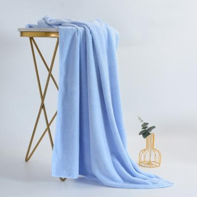 China Child Safe Cheap Absorbent Blue 70cm*140cm 400gsm Superfine Fiber Soft Water Fleece Microfiber Bath Towel for sale