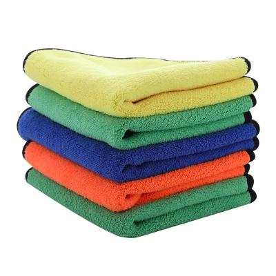 China Professional Wholesale Kid Safe Thicken Kitchen Microfiber Towels Car Cleaning Towel Orange 30cm*30cm 300gsm for sale