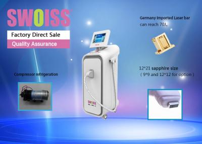 China Vertical 808nm Laser Hair Removal Machine Touch Control Light Spot Surface Temp -5℃ for sale