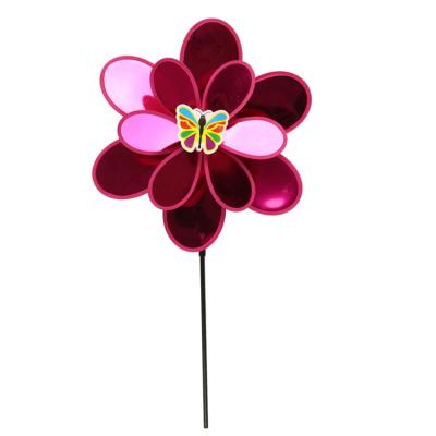 China Garden Decoration Craft Decoration Gift Windmill Double-Layer Shiny Sequins Plus Insect Activity Display Windmill for sale