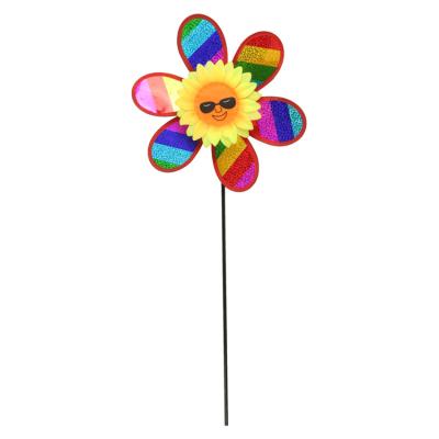 China Garden Decoration Glitter Glass Flower Children Small Holding Small Windmills in Kindergarten Park Decoration Small Windmills for sale