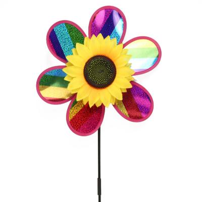 China Garden Decoration Sunflower Windmill Children's Sequined Wrist Toys Decorative Windmill for sale