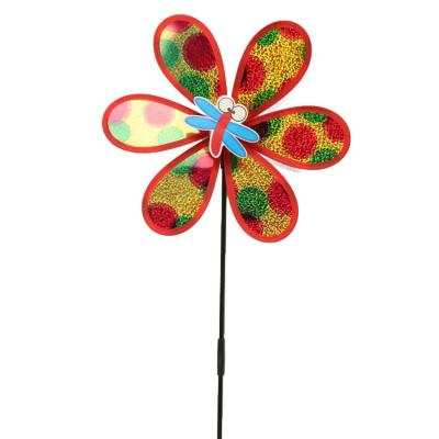 China Classic Single Layer Sequin Small Hand-held Windmill Toy Garden Decoration Glitter Sequin Insect Plastic Windmill for sale