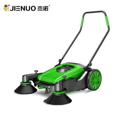 China Hotels OEM Powerless Manual Hand Push Wheel Robot Floor Sweeper Rubber Machine for Leaves Dust Debris Cleaning Brick for sale