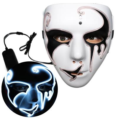 China 2021 Scary Face Masquerade Mask New Design Halloween Rave Cool LED Mask Decoration Face Mask For DJ Party EL Wire LED Glowing Head Mask for sale