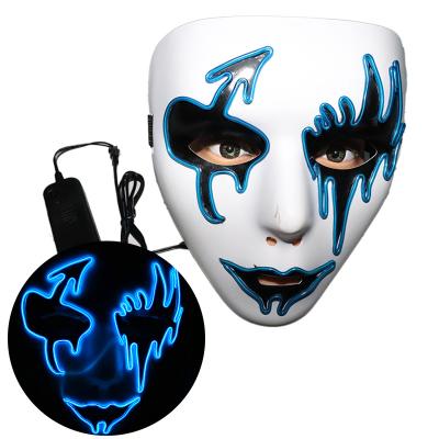 China 2021 New Hot Selling Scary Halloween Party Mask Masquerade Face LED Light Up Full Face Purge Scary Neon Masks For Adult Cosplay for sale