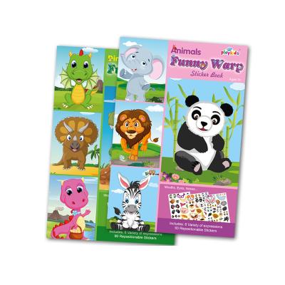 China Improve Manual Sticker Toy Animal Dinosaur Lion Elephant Panda Monkey Face Change Sticker Cartoon Children's Concentration Fun Exercising Ability and Child's Memory for sale