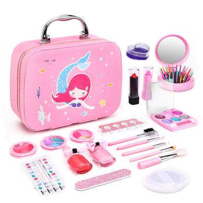 China Wholesale Organic Glitter Toy Set Nail Polish Nail Polish Lip Gloss Kids Girls Make Up Bag Set Cosmetic Toy For Kids for sale