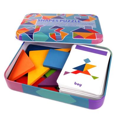 China Colorful Tangram Toy Kids Montessori Early Education Cartoon 3D Wooden Animal Model Puzzle Matching Games Toy Children Gift for sale