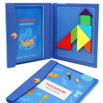 China 2021 New Hot Sale Tangram Jigsaw Puzzle Wooden Jigsaw Puzzle Hot Educational Kid Colorful Wooden Baby DIY Toys Learning Shape Jigsaw Board for sale