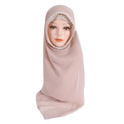 China Quick-drying Creative Personality Islamic Ladies Daily Wear Long Hijab Muslim Arabian Ladies Polyester Lace Comfortable Soft Hijab for sale