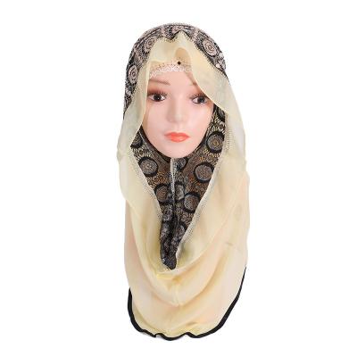 China Quick-drying Hot Selling Islamic Polyester Hand Washable Washable Lace Over Hijab Muslim Fashion Women Soft Shawl Scarf Hijab for sale