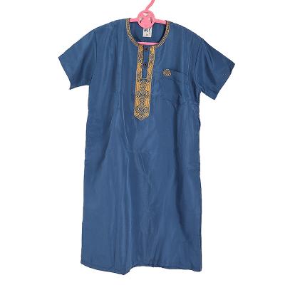 China Polyester Fashion Summer Muslim Polyester Children's Short Sleeve Plain Plus Size Dress Soft Islamic Children's Robe Kids Muslim Dress for sale