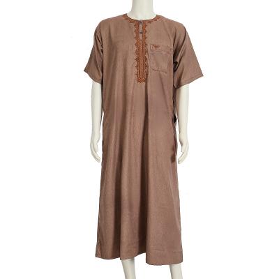 China Polyester Best Selling Casual Comfortable Muslim Afghan Men's Robe Short Sleeve Dress Abaya Islam Muslim Men's for sale