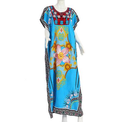 China African Print party ankara floral print summer designs african women cotton round neck casual ankara evening gowns for women dress long for sale