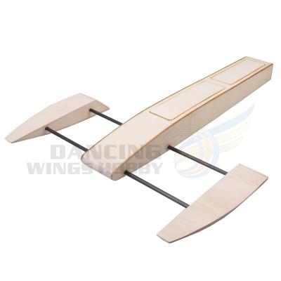 China RC Speed ​​Boat 495mm Outrigger RC Model Building Kits Radio Sponson Remote Control Speedboat Packing Shrimp Wooden Model Boat for sale