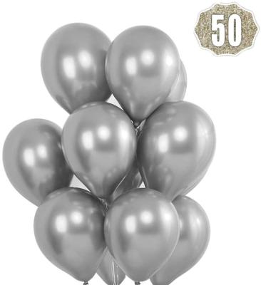 China Toy Party Balloons 12inch 50 Pcs Metallic Chrome Latex Glossy Advertising Birthday Balloons Party Decoration Wedding for sale