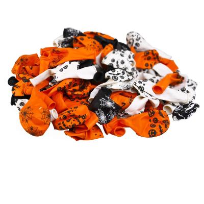 China Advertising Toy 100 Pieces 12 Inches Halloween Latex Balloons Bat Pumpkin Spider Web Balloons For Party Decoration Home Black White And Orange for sale