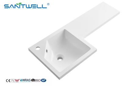 China SWBG900L Left Hand Hot Sale Artificial Stone Basins Glossy White Washing Hand Basins OEM Acceptable for sale