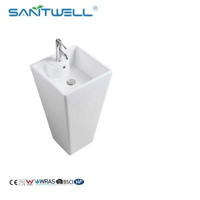 China Bathroom Sanitary Ware Ceramic Pedestal Basins Luxury Styles High Quality Art Basins Fixing To Wall for sale