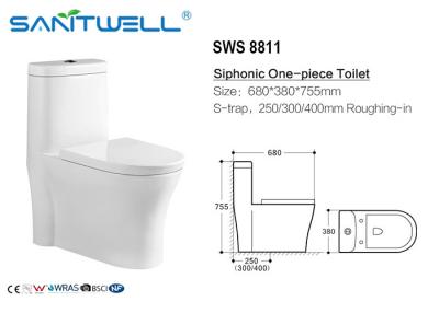 Cina Wc siphonic degli articoli sanitari, certificazione ceramica del CE della toilette della trappola dell'un pezzo solo S in vendita