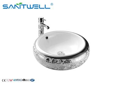 China Sanitary Ware Countertop Ceramic Gold Bathroom Sinks With Faucet Hole for sale