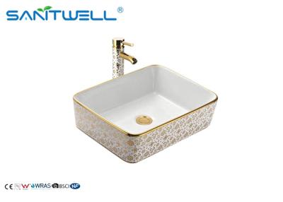 Cina Lavabo ceramico del ripiano dell'oro del bacino/fiore del bagno splendido AB8025G in vendita