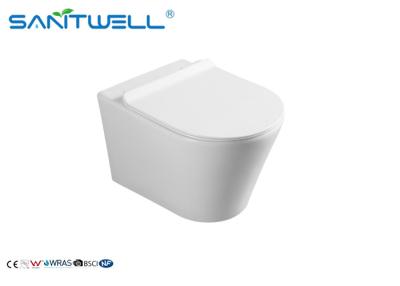 China Sanitary Ware Wall Hung Wc / White Color Round Ceramic Wall Outlet Toilet for sale