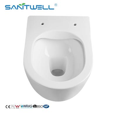 China Hot Sale China Suppliers New design Gravity Flushing Rimless Wall Hung Porcelain Toilet for sale