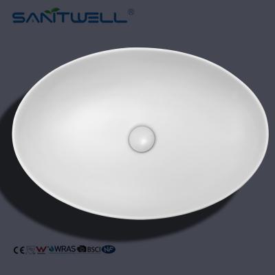 China Matt White Chaozhou Hot Sale Oval Above Counter Basin Ceramic Basin for sale