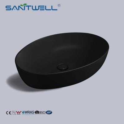 China Chaozhou Popular Models Matt Black Art Above Counter Basin Wash Basin Ceramic Basin for sale