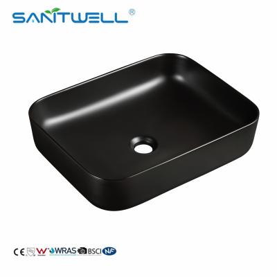 China above counter basin Hot sales sanitary ware ceramic basin handmade matt black wash basin for sale