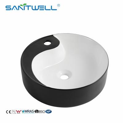 China Del borde del buque del lavado de cerámica fino del fregadero del lavabo de la encimera cuarto de baño de cerámica ultra sobre el lavabo contrario en venta