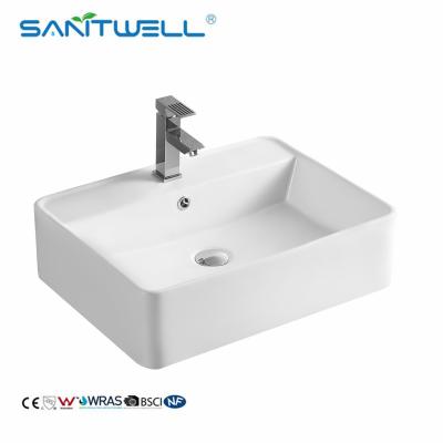 China AB8337 Bathroom White Ceramic Vessel Sink Ceramic Basin Hotel Above Counter Basin for sale