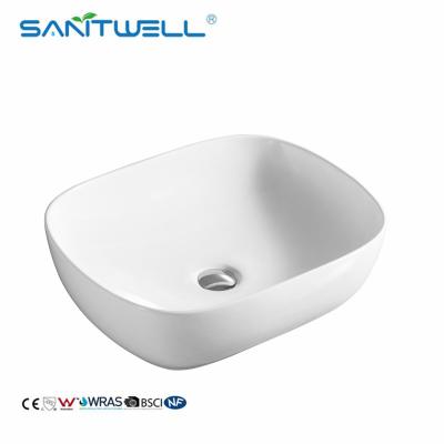 Cina AB8417 rettangolari sopra la nave ceramica bianca del contro bacino affondano il bagno ultra sottile Art Basin del bordo in vendita