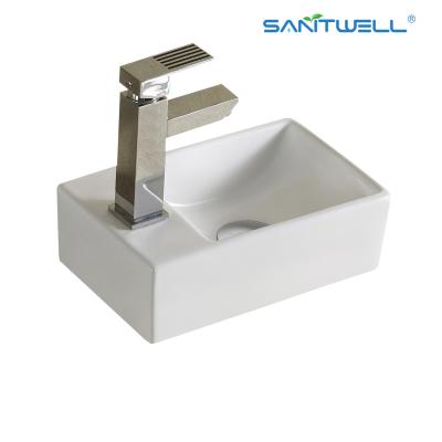 China AB8402 enige sanitaire de waren witte lijst van het gaten moderne ceramische bassin boven de tegenkom van bassin hoogste rechthoekige lavabo Te koop