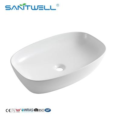 Chine Lavabo en céramique de forme d'AB8483A d'évier rectangulaire de salle de bains pour la salle de bains au-dessus le plan de travail à vendre