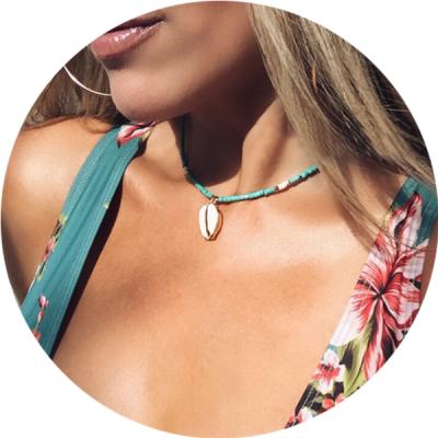 China Shell Short Collar Bone Choker Style Ethnic Style Beaded Necklace Summer Beach Bohemian Necklace For Women for sale