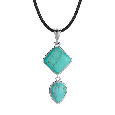 China TRENDY Natural Stone Pendant Charm, Mixed Style Drop Turquoise Pendant Agate Crystal Stone Necklace for Women Jewelry for sale