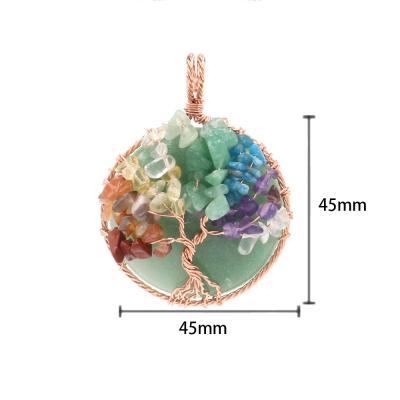 China Vintage Natural Raw Stone Healing Crystal Tree Of Life Pendant Necklace Wire Wrapped Gemstone Quartz Ladies Clear Jewelry Women for sale