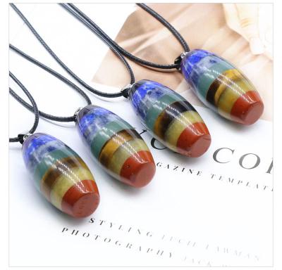 China FASHIONABLE 7 Chakra Gemstone Necklace Energy Pendant Crystal Divination Pendulum Healing Stones Necklaces For Women Girls for sale