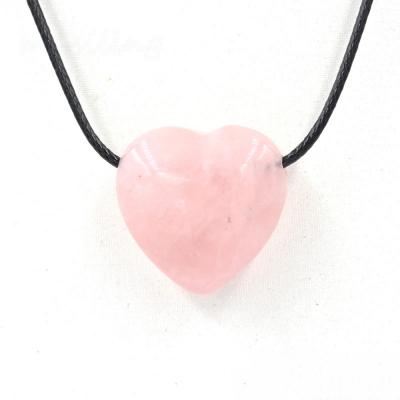 China FASHIONABLE Heart Shape Necklace Natural Stone Chakra Pendant Charms Crystal Heading Chakra Stone Pendants Matching Color With Rope Cord for sale