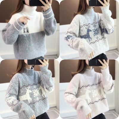 China Anti-wrinkle new 2021 loose caterpillar lazy chick thickened sweater turtle bottom neck solid color sweater women fall/winter for sale