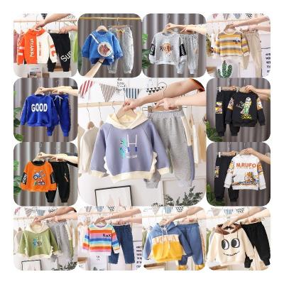 China Anti-wrinkle boys fall suit 2022 new boys sports kids spring and Autumn Korean styles loose hoodie two-piece set for sale